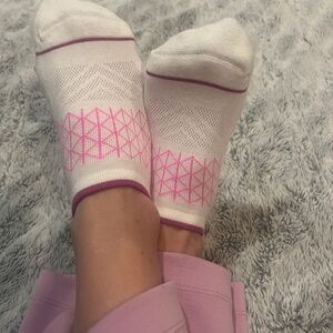 White and Pink Patterned Socks